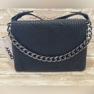 DKNY Black Quilted Shoulder Bag with Chain